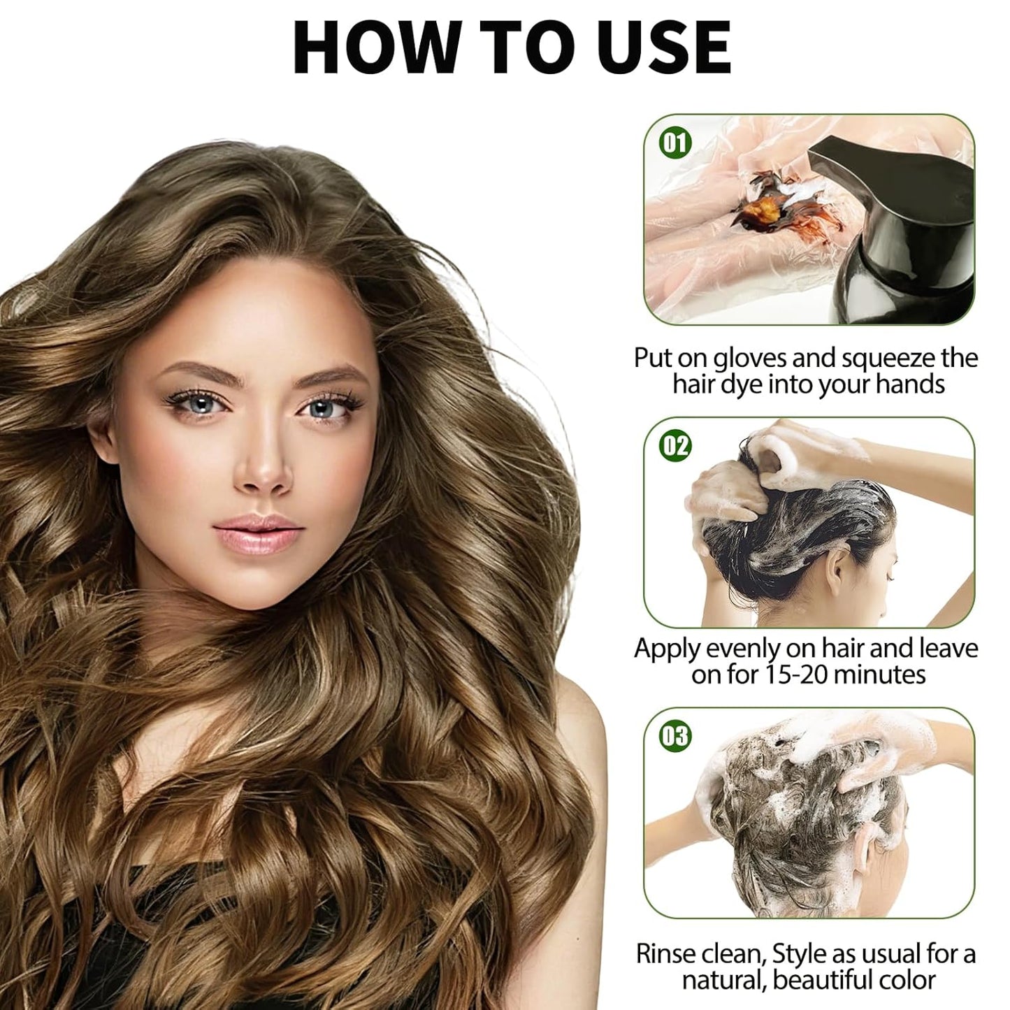 Light Brown Hair Dye Shampoo - 100% Gray Coverage, Argan Oil & Ginseng, Ammonia-Free | Long-Lasting Semi-Permanent Color for Men & Women