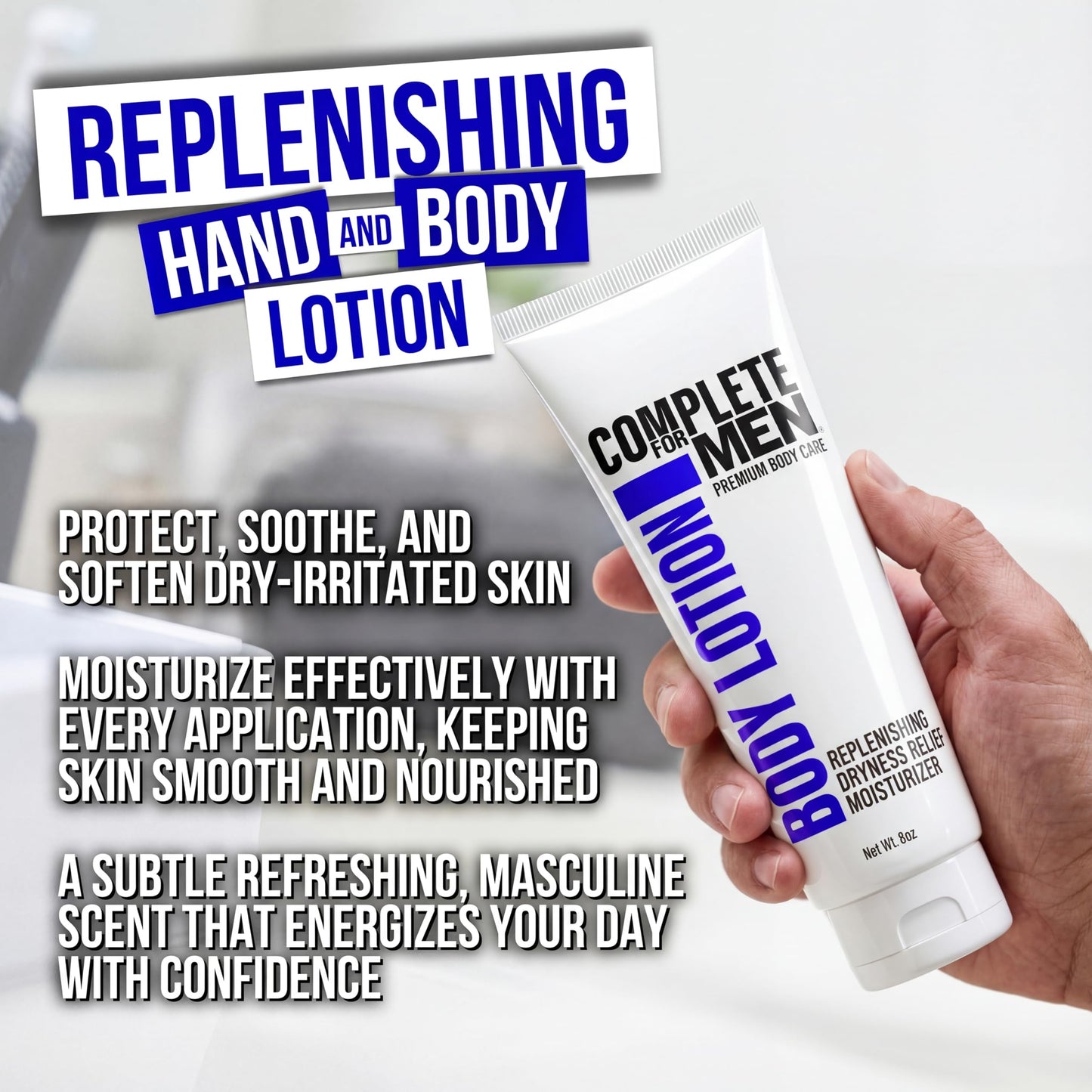COMPLETE FOR MEN - Men's Body Wash & Lotion Bundle: Cleanse Dirt and Odors, Hydrate Skin for All-Day Moisturization, Sulfate-Free, Paraben-Free Skincare for Men, Men's Shower Gel & Moisturizing Lotion