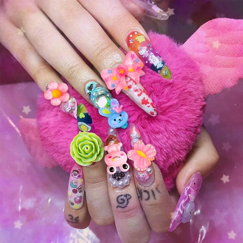 Mity Rain Slime Charms - 150pcs Kawaii Nail Decorations, 3D Flatback Resin Charms for Nail Art