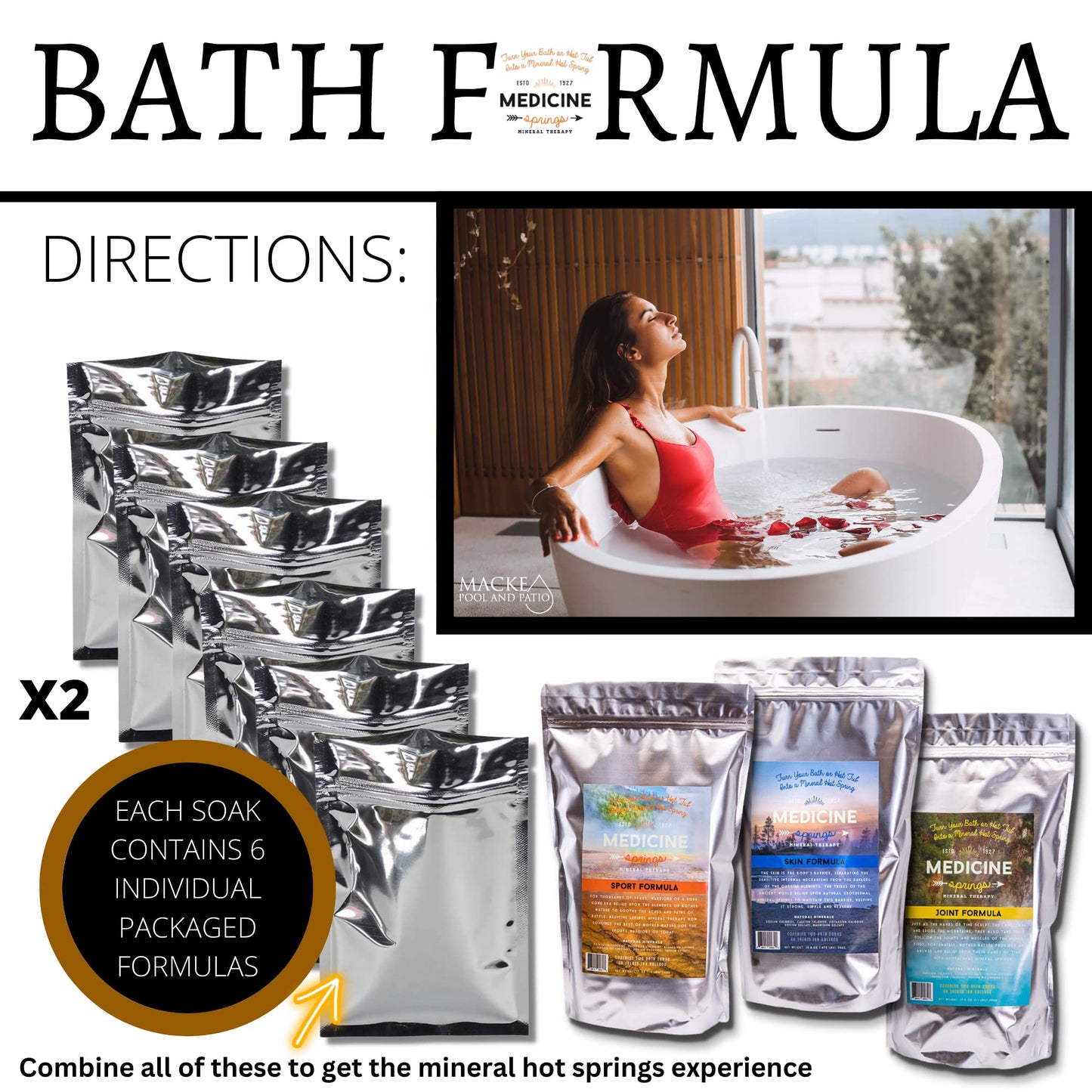 Medicine Springs Bath Tub Mineral Therapy Joint (2 Soaks) Dead sea Minerals hot Spring Soaking Collection for Healing Turn Your Bathtub into a Soaking Mineral Spring -Bath TUB