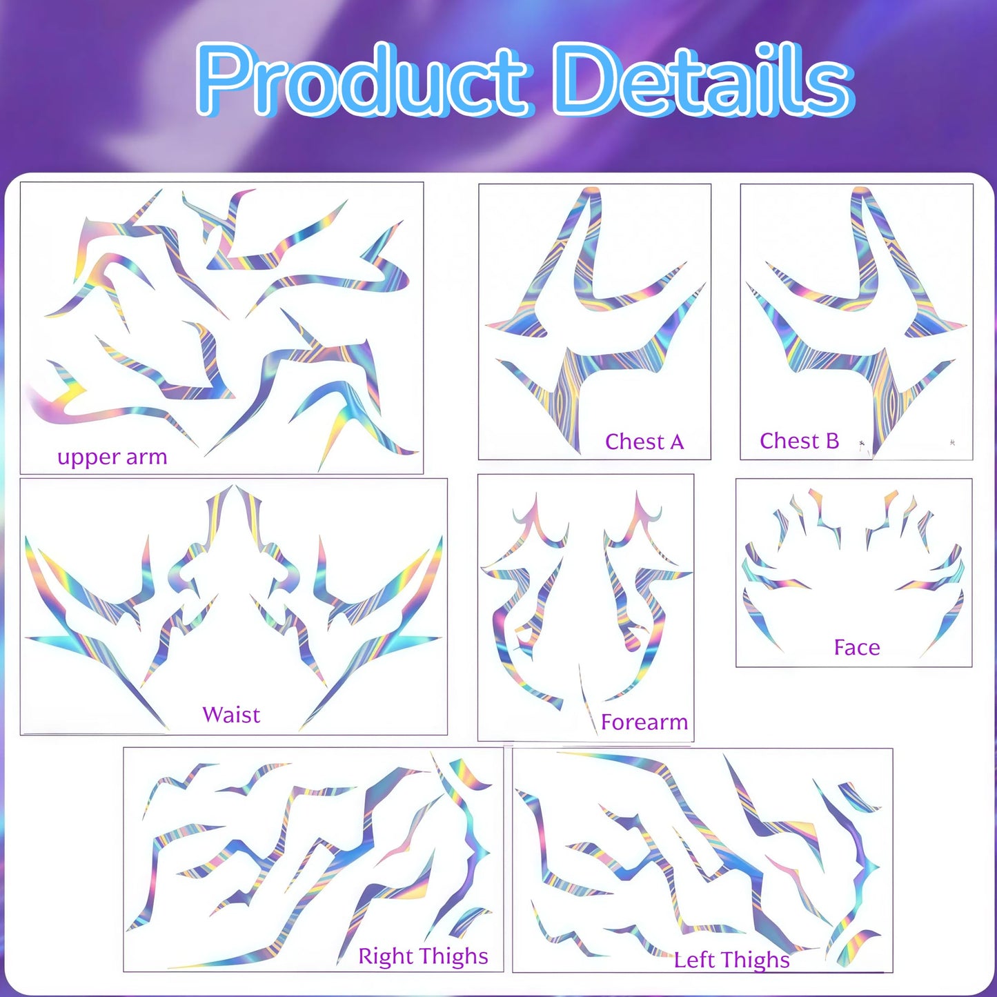 8 Sheets Temporary Tattoo Sticker Set, Hunter Pop Singer Full Body Waterproof Fantasy Body Art Transfer-Colorful