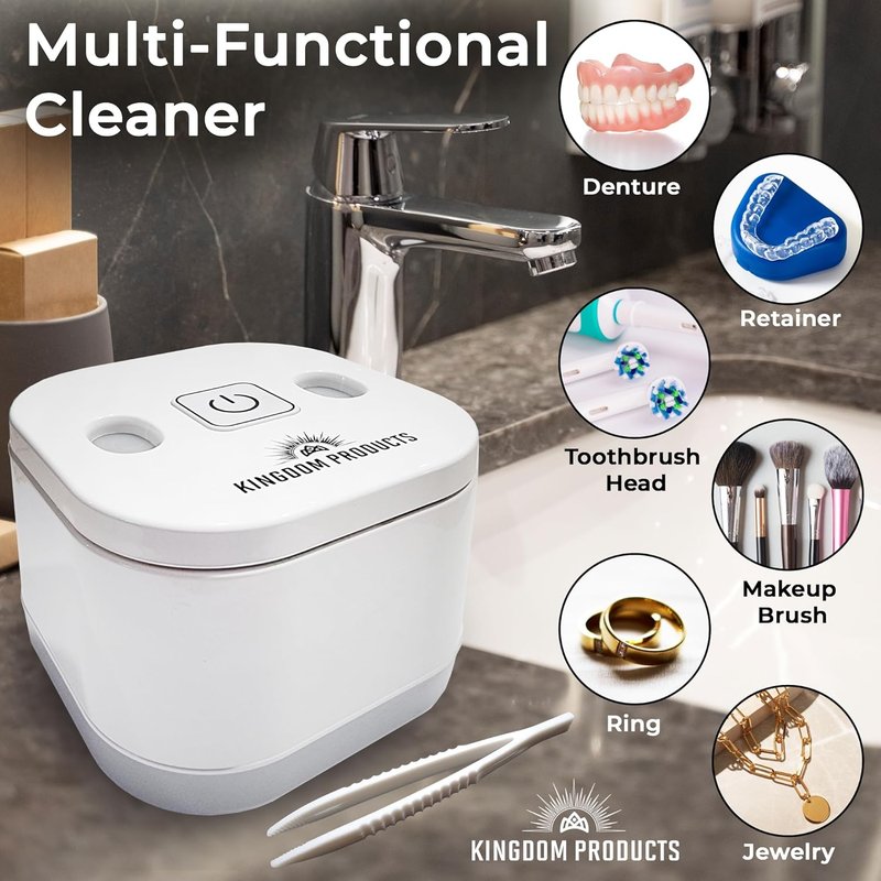 Ultrasonic Retainer Cleaner - 200ML Pod, 45kHz Machine for Dentures, Night Guards & Aligners