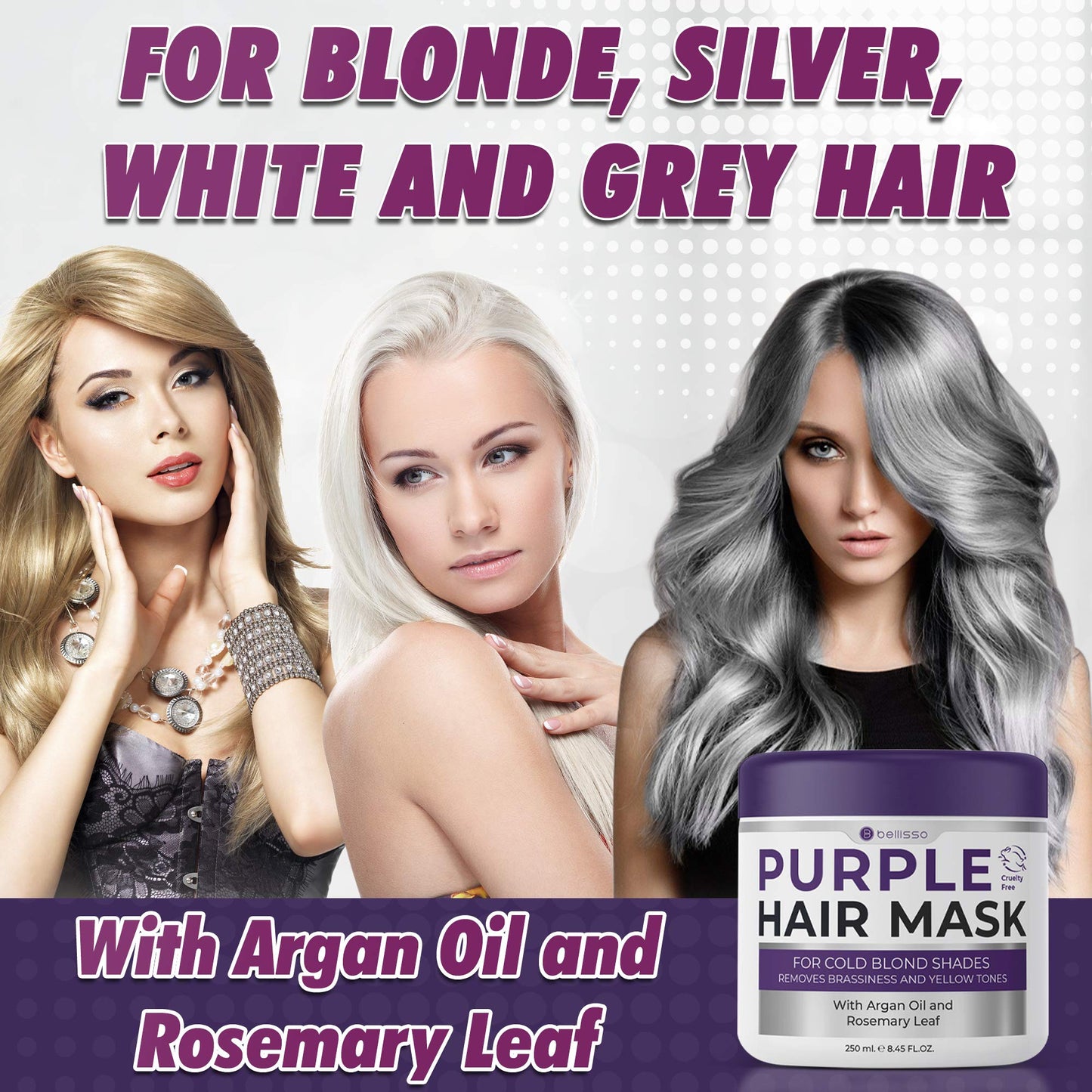 BELLISSO Purple Hair Mask and Purple Shampoo and Conditioner