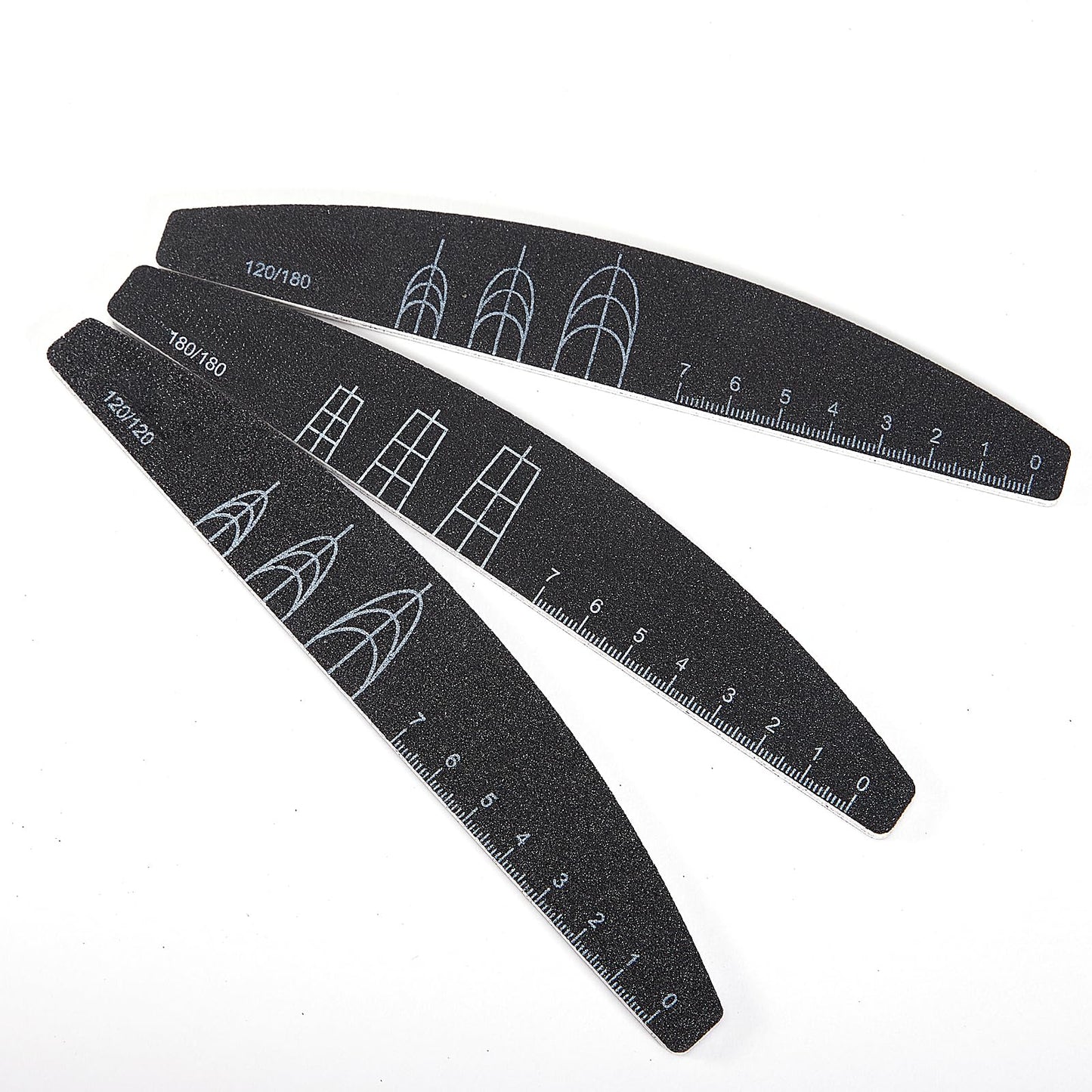 XEAOHESY 9 Pieces 120/120, 120/180, and 180/180 Grit Both Sides Nail Files with Reference Graphic for Nail Shape（Square, Almond, Oval）, Nail Files for Natural Nails