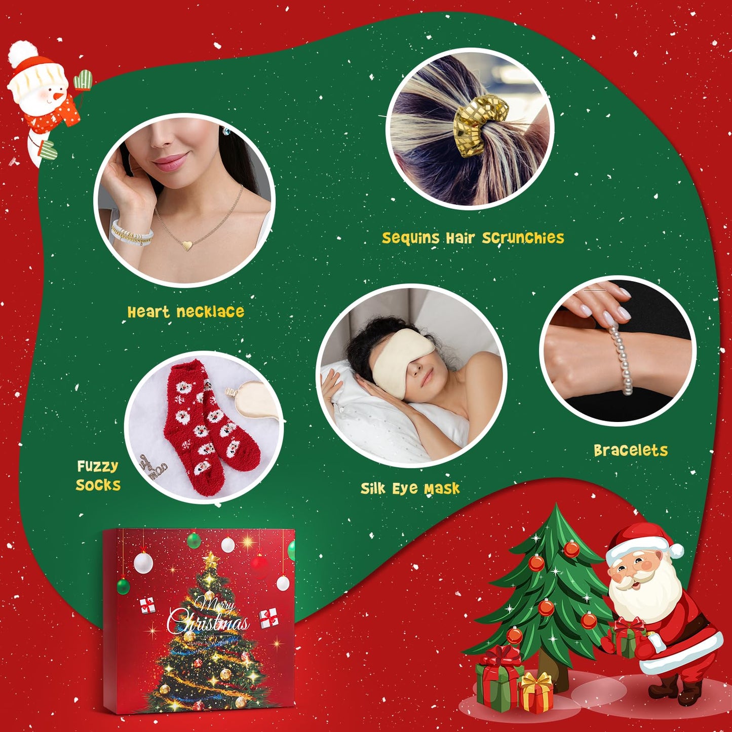 Joyliss Christmas Gift Baskets for Women, Christmas Advent Calendars 2025 for Adult Women and Teen Girls, Luxury Spa Self Care Christmas Gifts Basket Countdown Calendar for Mom Wife Girlfriend Green