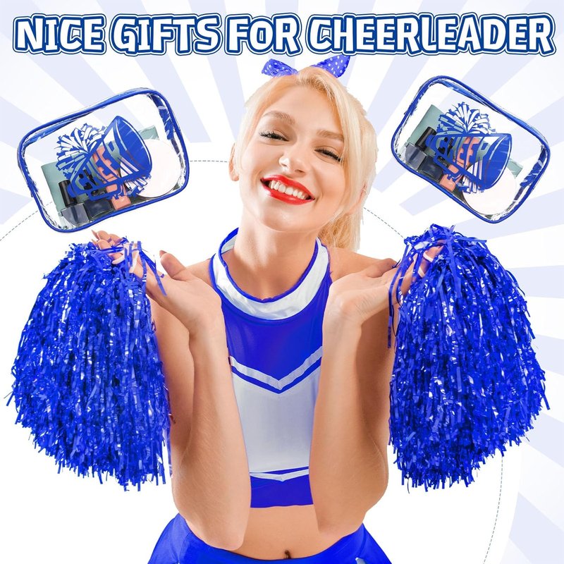 Cheer Makeup Bag Set - 24 Pcs Clear PVC Cosmetic Bags for Cheer Teams | 7x4.7x2.4'' Blue Toiletry Pouches