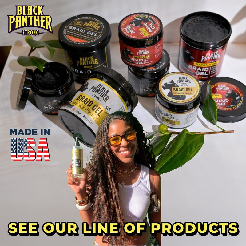 Black Panther Braid Gel | Extreme Hold, | Enriched With Multivitamins I No Flaking or Drying | Long Lasting for Braids, Locs, Twists, Cornrows, Protective Styles, Smooths & Tames Frizzes