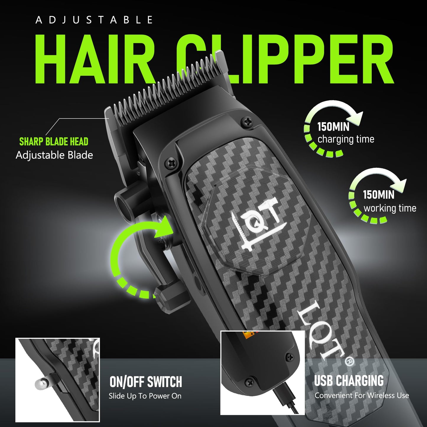 LQT Professional Cordless Hair Clippers for Men with LCD Display, Rechargeable Barber Clippers & Trimmer Set for Hair Cutting and Grooming, Includes Gift for Men