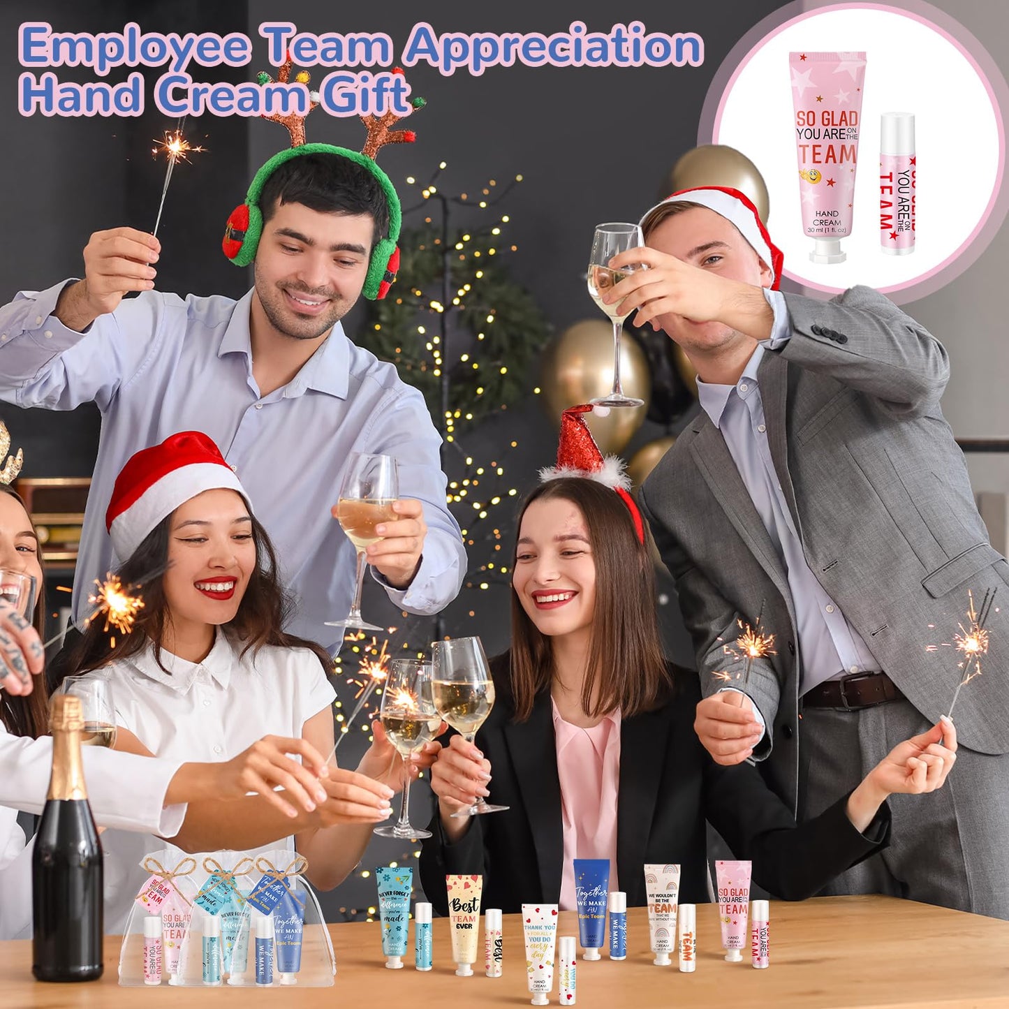 Dansib 24set/96pcs Best Team Ever Gifts Team Appreciation Thank You Gifts for Coworkers Women Employee Appreciation Gift Party Favors Basket Stuffers Items Travel Hand Lotion and Lip Balm Set