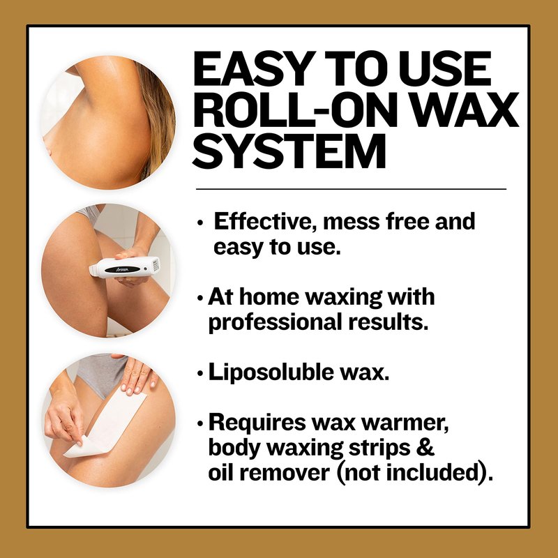 Waxup Gold Roll On Hair Removal Cartridge, Depilatory Roller Refill for Legs and Arms 3.88 Ounce / 110g (4 Pack) - Wax Warmer and Strips Not Included