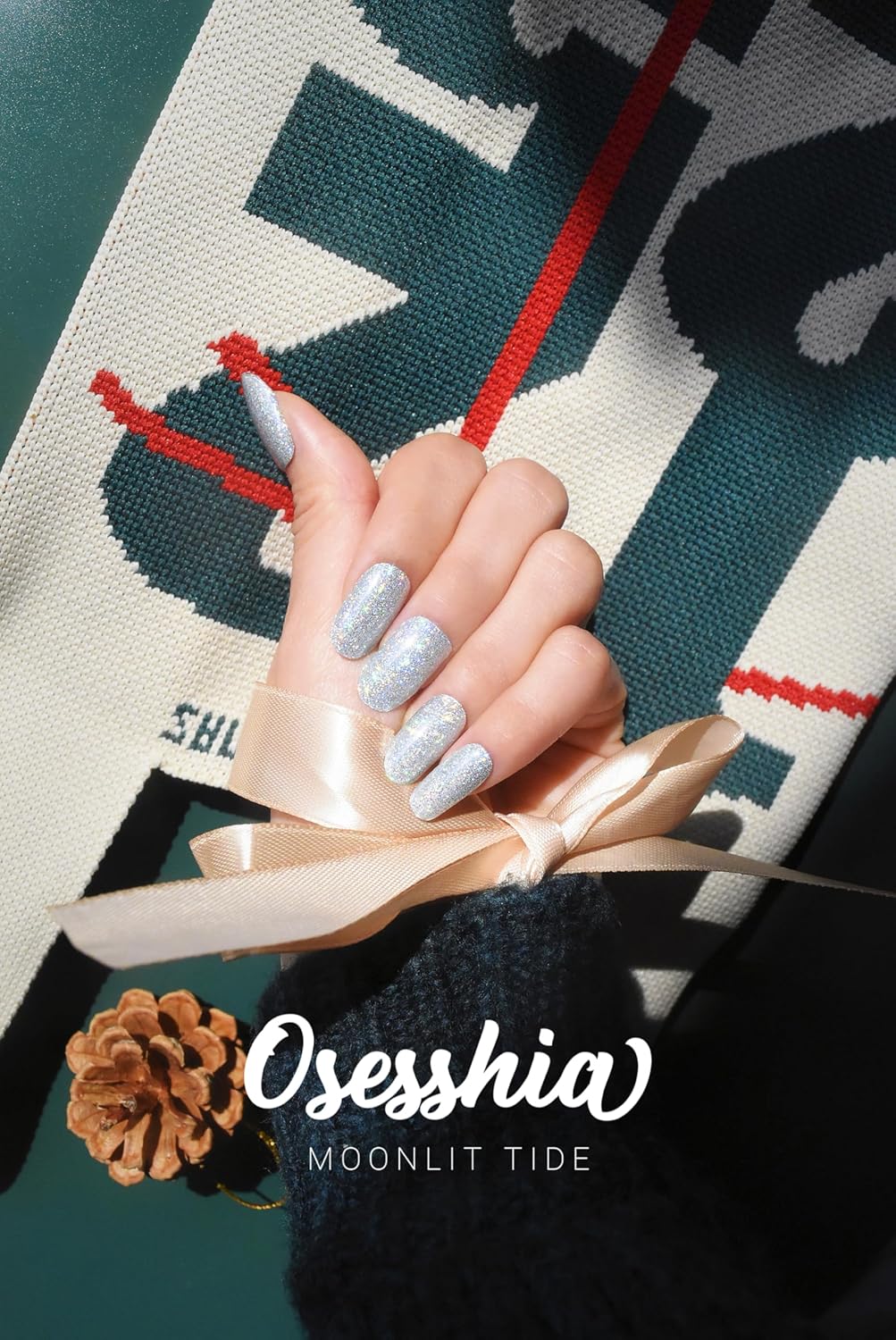 Semi Cured Gel Nail Strip Starter Kit - 60 Nail Stickers, UV Lamp & Tools for Salon Quality Christmas Nails