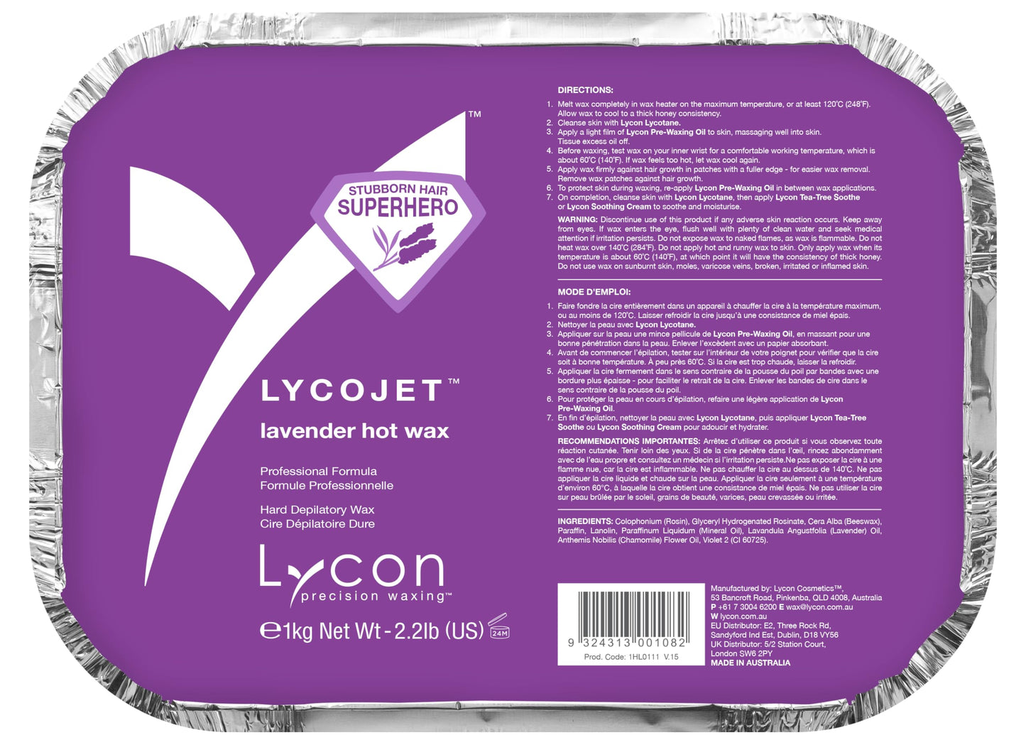 Lycon LycoJet Lavender Hard Wax Bricks for Hair Removal, Effortlessly Removes Stubborn Hair with Professional-Grade Soothing Formula, Suitable for Sensitive Skin, 1kg/ 35.3 oz