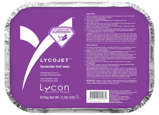 Lycon LycoJet Lavender Hard Wax Bricks for Hair Removal, Effortlessly Removes Stubborn Hair with Professional-Grade Soothing Formula, Suitable for Sensitive Skin, 1kg/ 35.3 oz