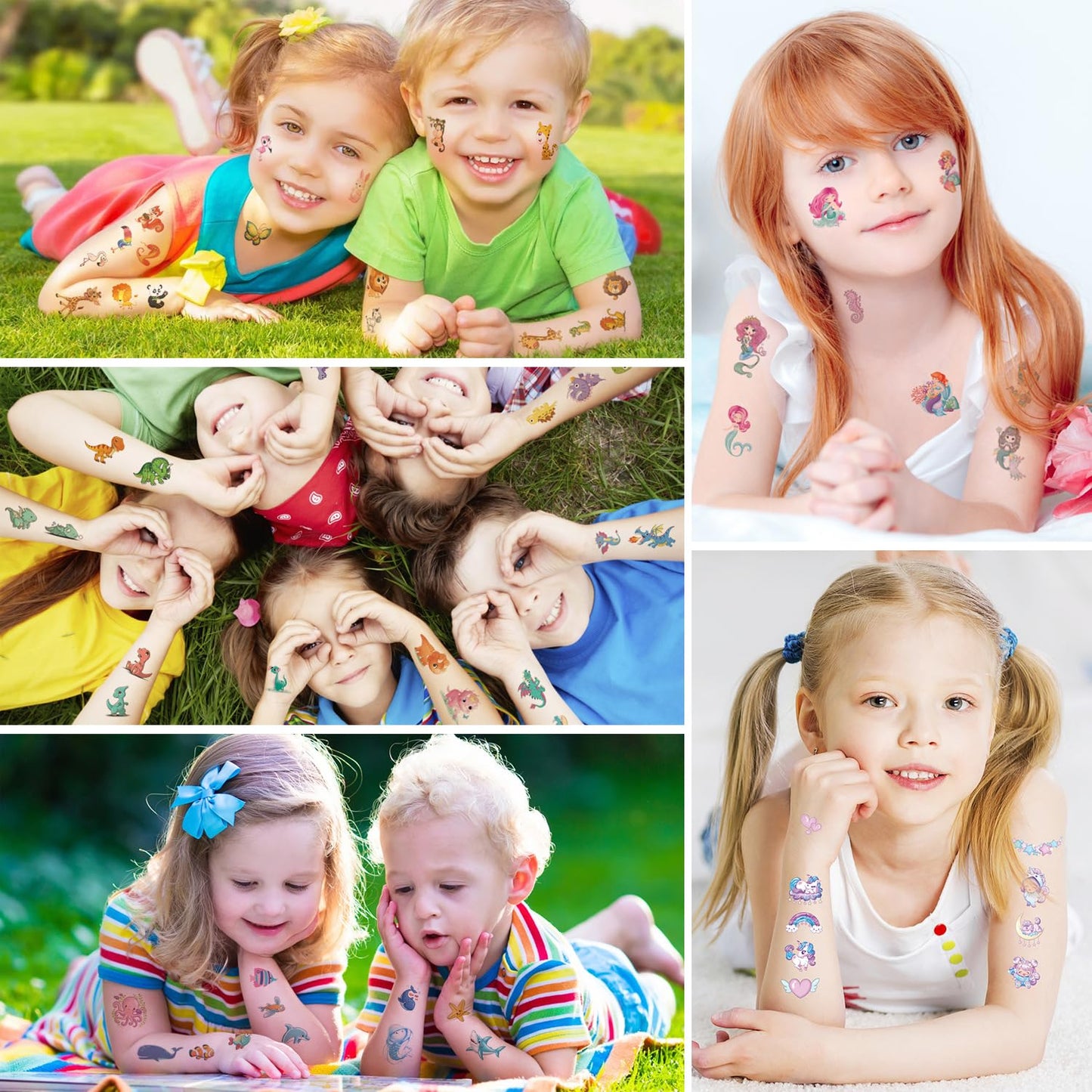 Fake Tattoos for Kids, 500+ Mixed Styles Temporary Tattoos Stickers for Girls and Boys, Monster Truck Unicorn Mermaid Marine Animals Flower Fairy Pirate Tattoos for Kids Birthday Party Supplies