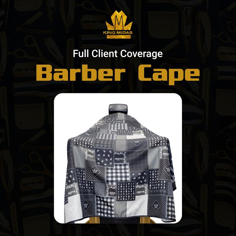 King Midas Barber Hair Cutting Cape for Men & Women - Adjustable Neck Hair Cape for Haircuts with Snap Button, Hairstylist Essentials - Floral – Black