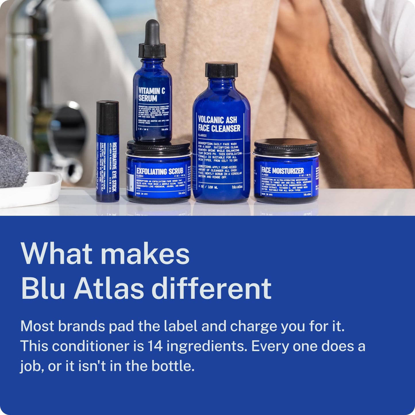 Blu Atlas Mens Conditioner - Hydrating, Nourishing Conditioner for Healthy Hair, All Hair Types