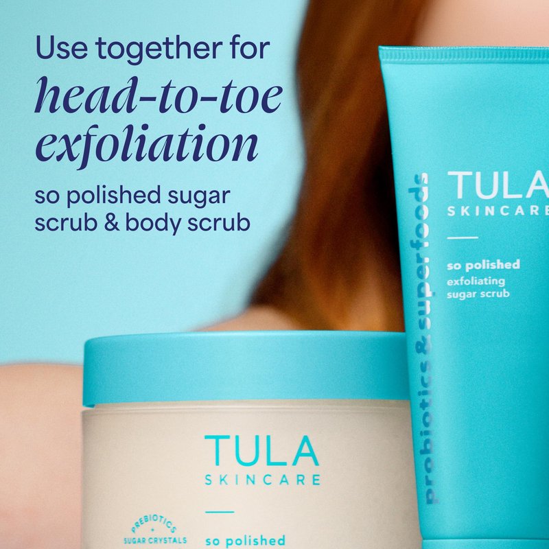 TULA Skincare So Polished Exfoliating Sugar Scrub, Face Scrub for Dullness & Uneven Texture with Prebiotic Extracts & Papaya Fruit Enzymes, 2.9 OZ