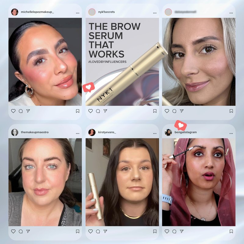 NYK1 CONCENTRATED Eyebrow Growth Serum For Thicker Brows (XL - 8ml) BrowForce Eyebrow Serum To Grow Brows Fuller Thicker Natural Eye Brow - Advanced Brow Growth Serums Formula For Eyebrows Regrowth
