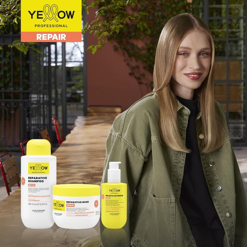 ALFAPARF MILANO Yellow Repair Mask for Damaged Hair - Bond Complex & Cacao Butter | Intense Strength Treatment