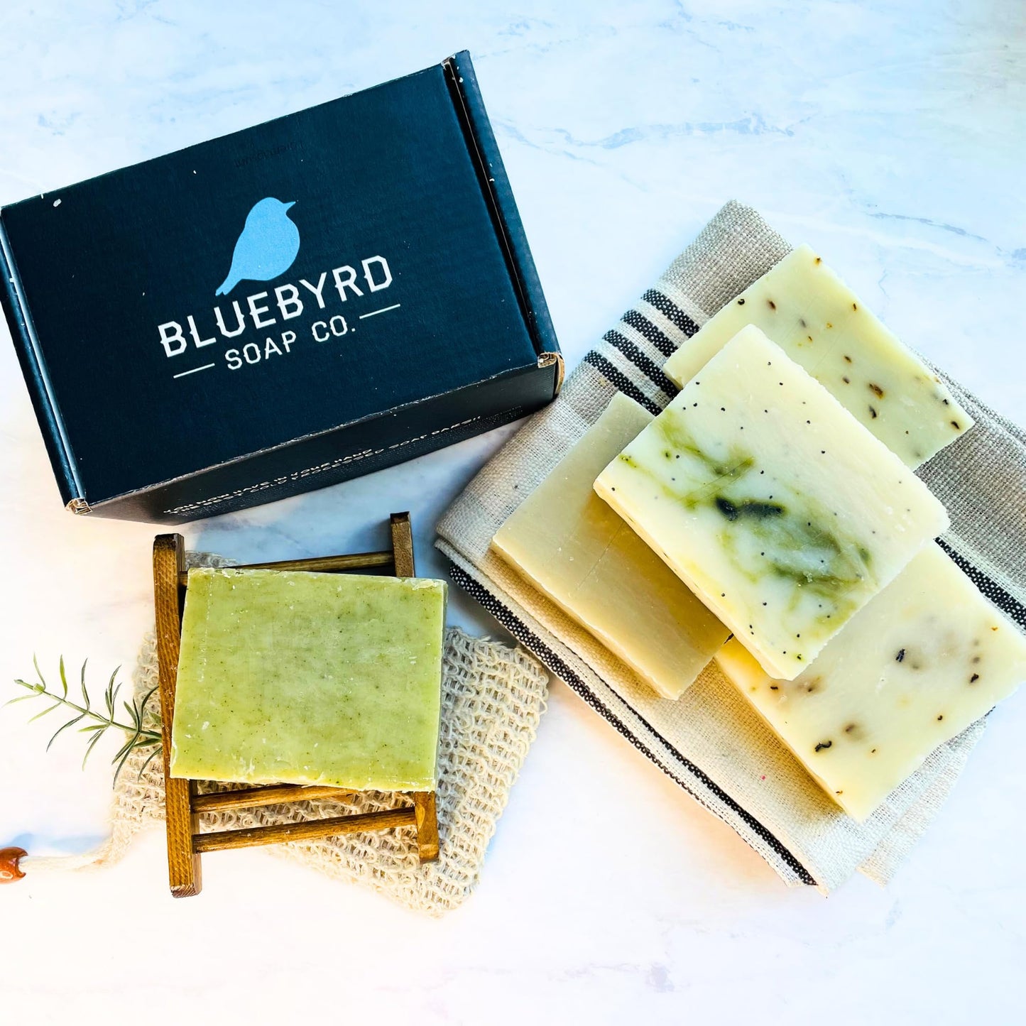 Bluebyrd Gourmet Assorted Handmade Soap Bars for Women & Men | Large, 25 oz Gift Set of 5 Natural Cleansing Bars - Chocolate Orange, Coffee, Mocha, Mint Chocolate | Vegan Soap Gift (Gourmet)
