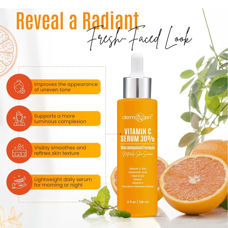 Vitamin C Serum - Anti-Aging Formula with Pure Retinol & Hyaluronic Acid | 4 Fl Oz