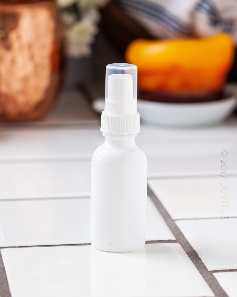 JUVITUS (24 pack) 1 oz High Shine Gloss Glass Boston Round Bottle with White Treatment Pump