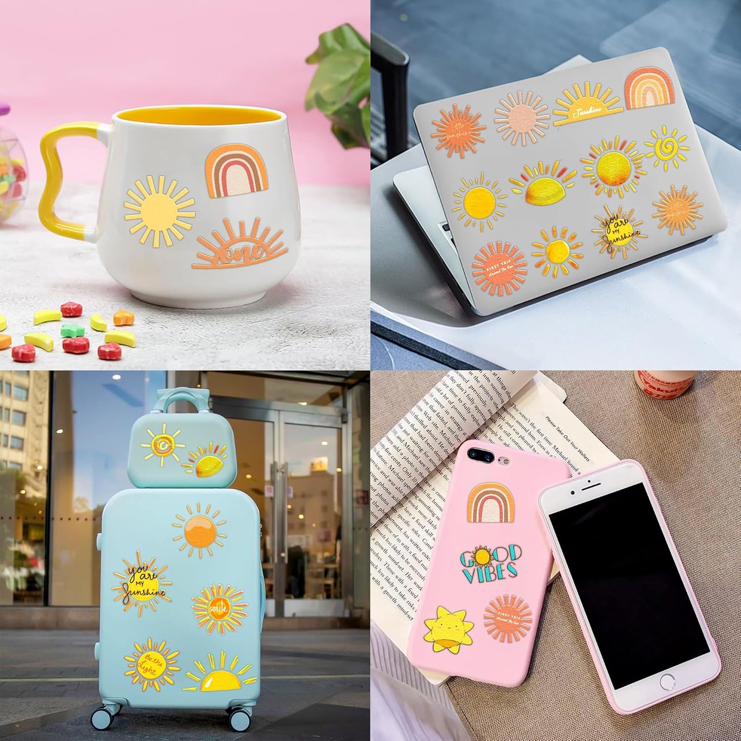 Sun Temporary Tattoos for Kids - 96 Cute Sun Stickers for Birthday Parties | Classroom Rewards & Summer Fun