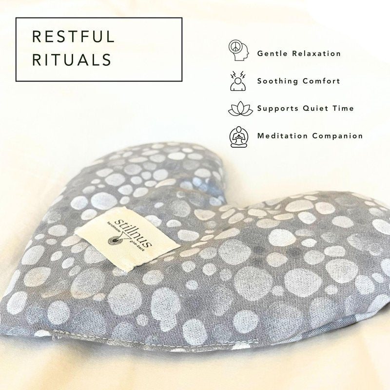 Stillnus Weighted Heart Eye Pillow with Organic Lavender & Flaxseed – Relaxation Gift for Women, Meditation Tool, Mindful Rest, Cooling Eye Mask, Wellness Self-Care Kit