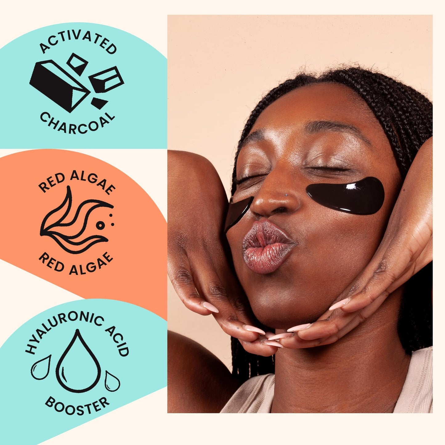BLAQ Award Winning Eye Patches for under eye Dark Circles, Wrinkles and Puffiness. Hydrating and Cooling with detoxifying Charcoal, Dermatologically Tested, Vegan, Hyaluronic Acid, 5-Pairs