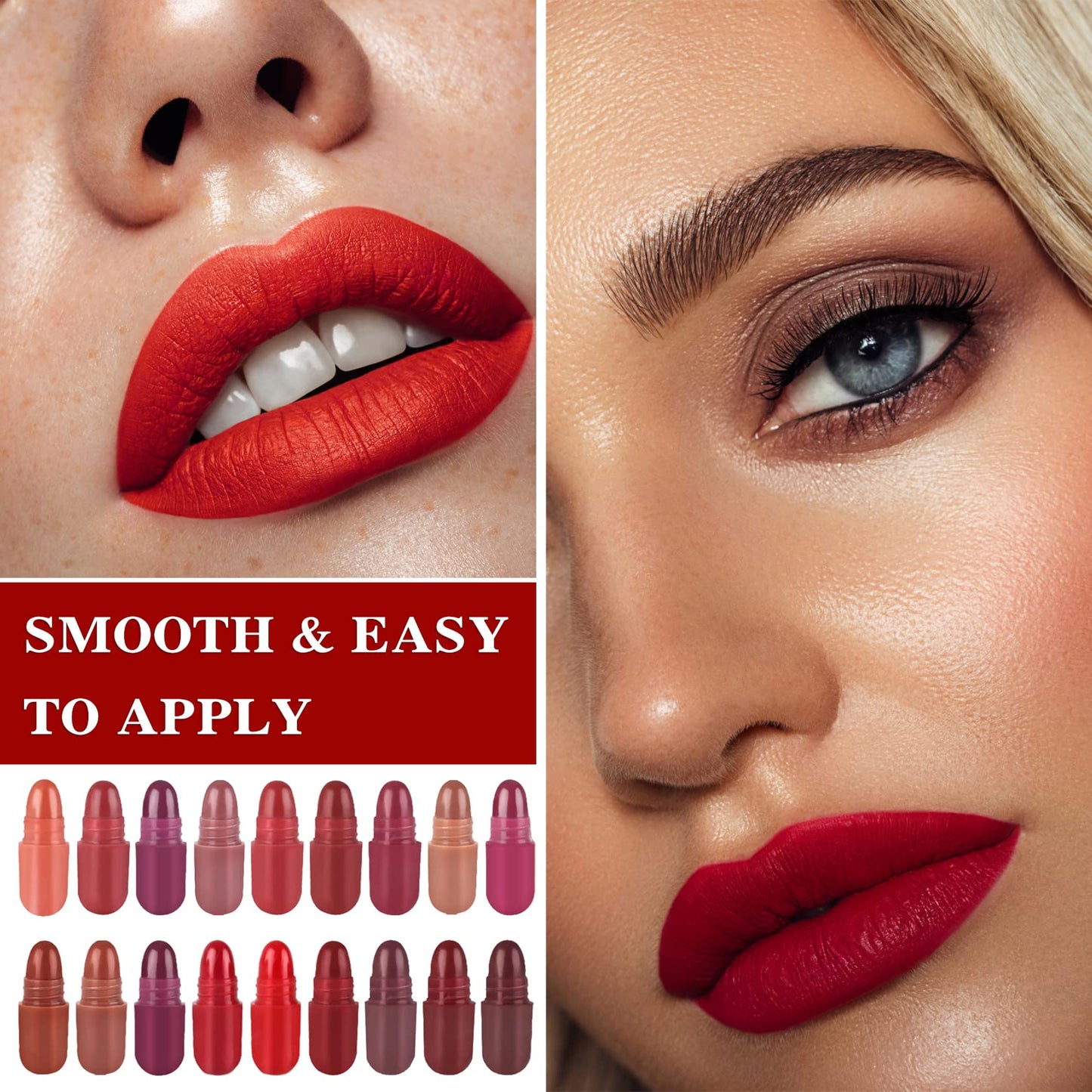 Fusang 18Pcs Mini Capsule Pills Lipstick Makeup Sets for Women - Highly Pigmented, Long Lasting, Waterproof, Matte Mini Red Pill Lipstick Set