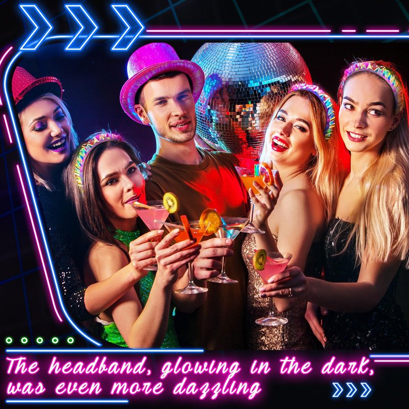 Tigeen 8 Pcs Light up Headband LED Glow Headbands Glow in The Dark Headband LED Hair Accessories for Wedding Party Favor