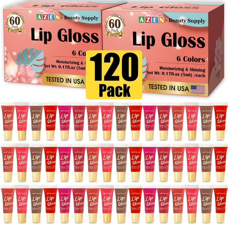 AZEN 120 Pack Lip Gloss Set, Color Lip Oil for Dry Cracked Lips Moisturizing Hydrating Nourishing with Vitamin E, Mothers Day Gifts for Women