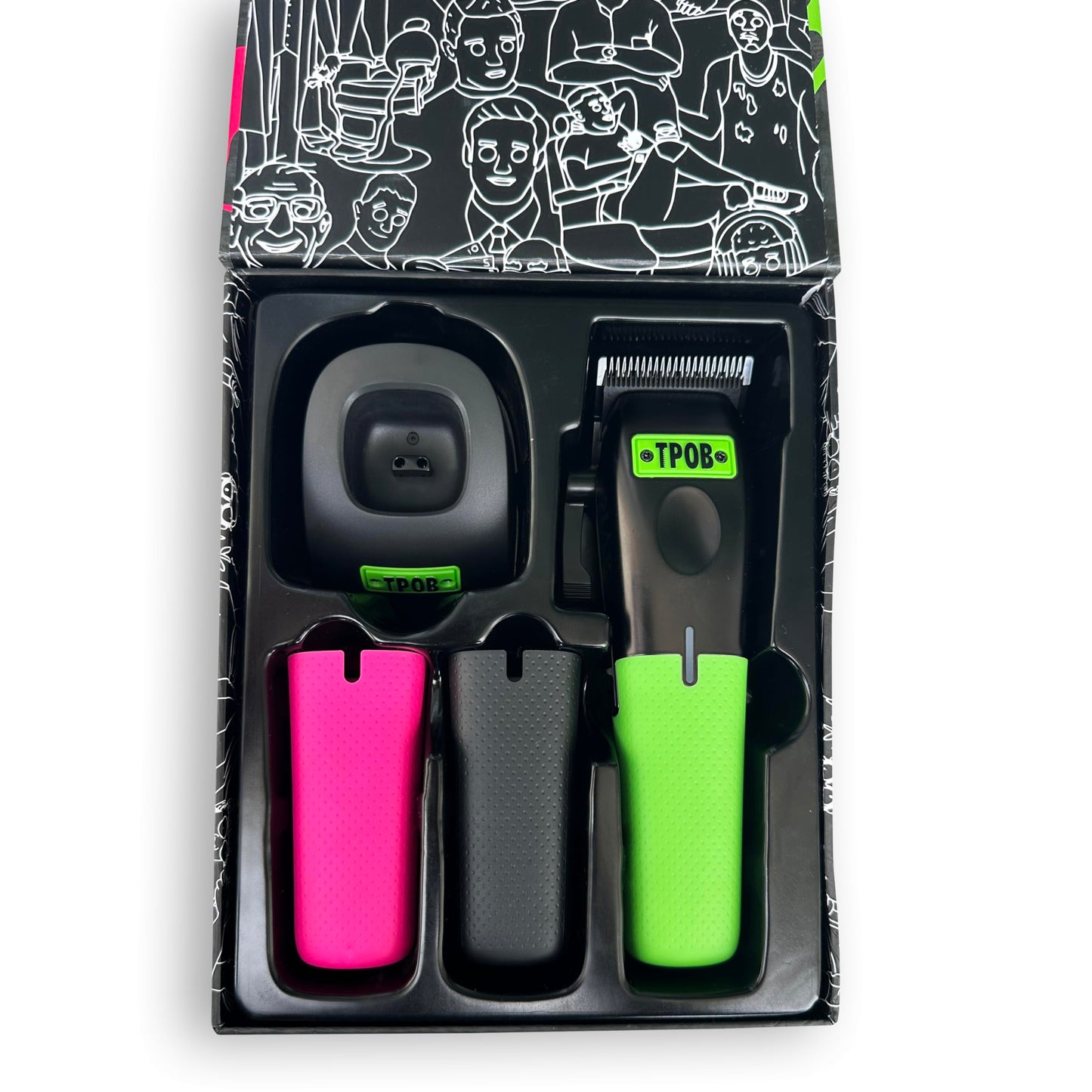 TPOB Play Barber Hair Clippers for Men 7500 RPM with Rubber Grips (Black/Green/Pink)