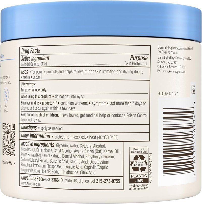 Aveeno Eczema Therapy Balm - Colloidal Oatmeal Formula for Itchy Skin | 11 oz Moisturizing Relief