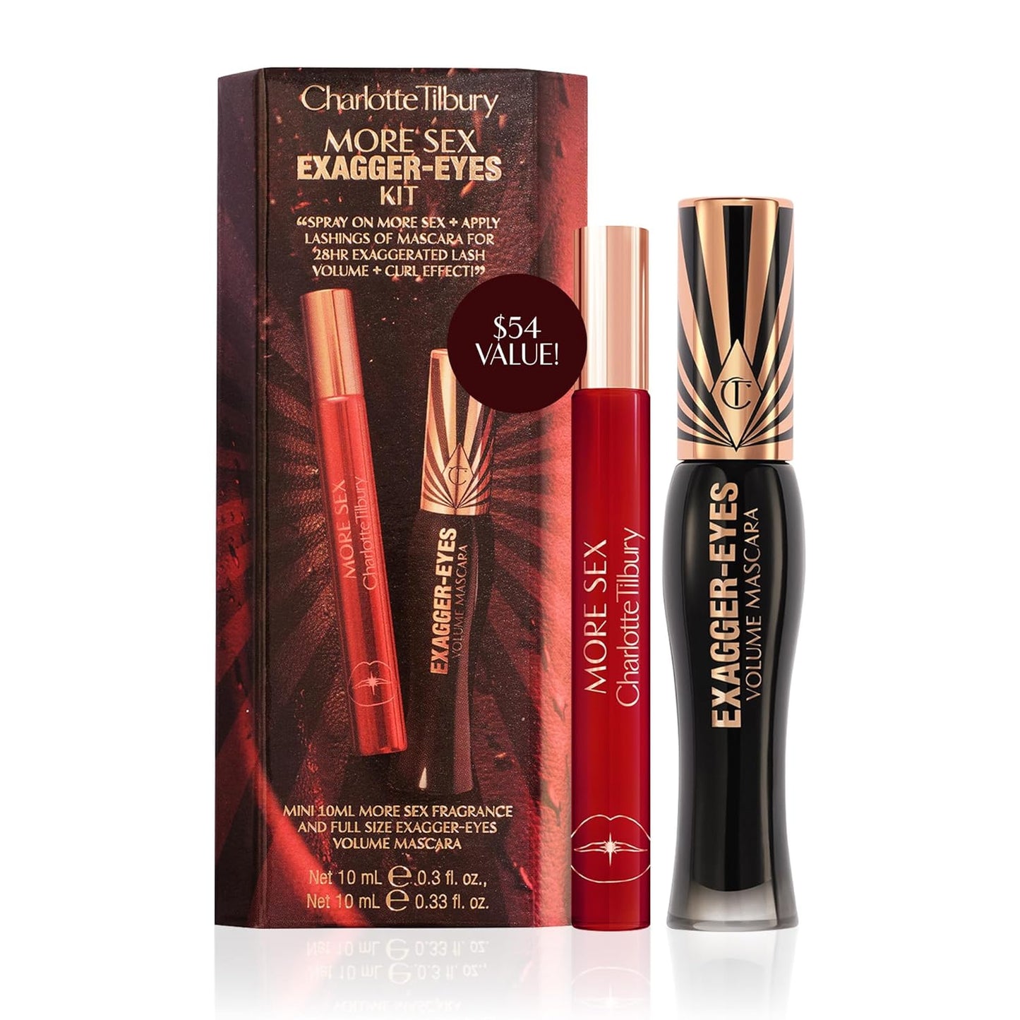 Charlotte Tilbury Exagger-Eyes Makeup Kit | Volumizing Mascara & Travel Size Eau De Parfum - Long-Lasting Musky Leather Scent (2 Count)