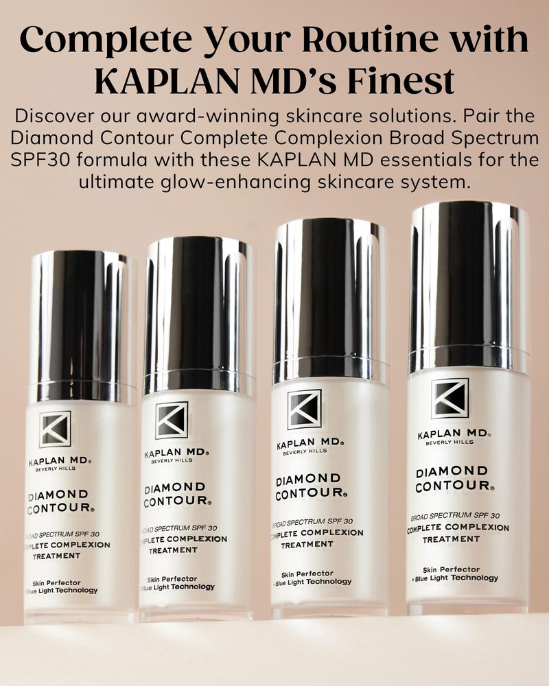 KAPLAN MD Diamond Contour Broad Spectrum SPF 30 - Complete Complexion Treatment, Hydrating Sheer Coverage, UVA/UVB & Blue Light Protection, Fragrance-Free, Medium Tinted Sunscreen for Face