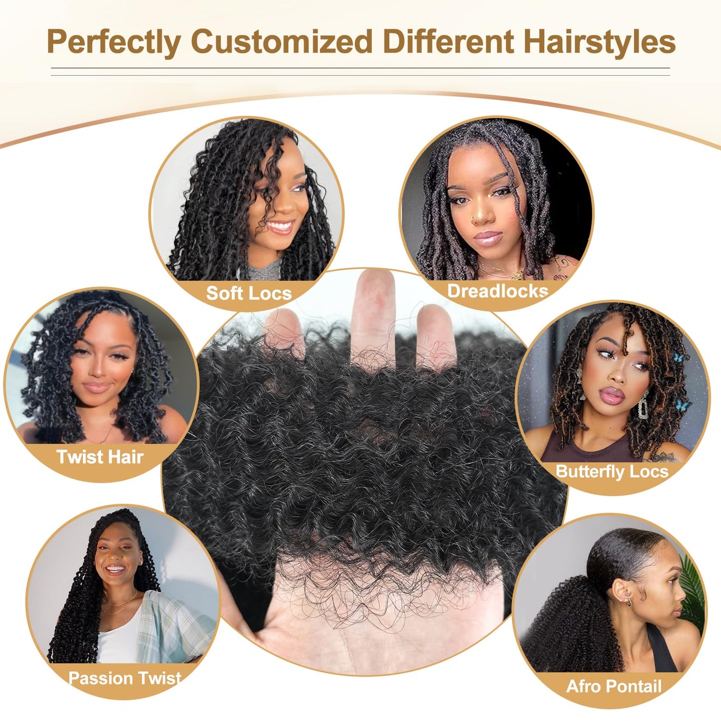 Afro Kinkys Bulk Human Hair For Braiding 10 Inch Afro Kinky-Curly Human Hair Bulk For Mini Twist Micro Locs Dreadlocks Extensions 1 Bundle (10Inchs,40g/pack)
