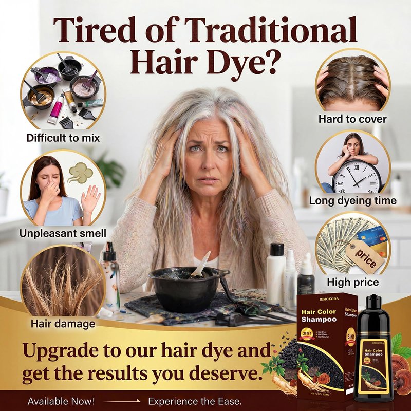 Dark Coffee Hair Dye Shampoo 3 in 1 for Gray Hair, Long-lasting & Natural Hair Color Shampoo, Herbal Ingredients Natural Shampoo Hair Dye Effect in Minutes, Gifts for Men Women 500ml