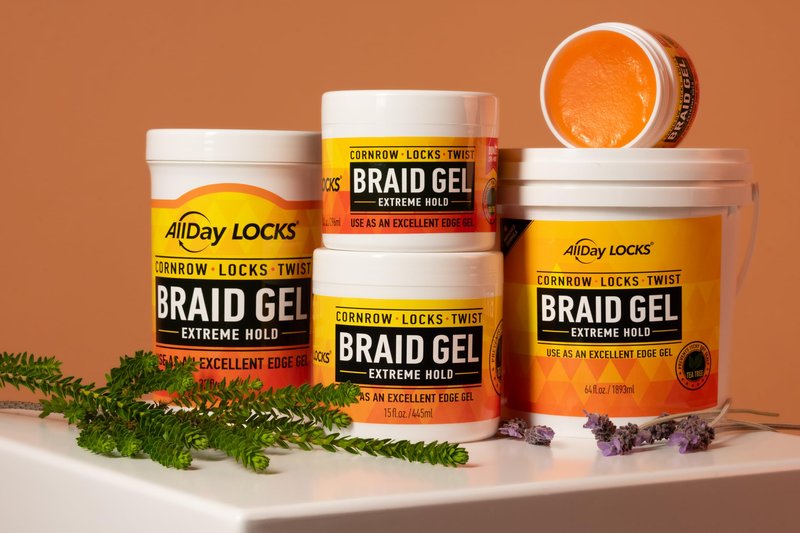 AllDay Locks Braid Gel Extreme Hold - Braiding Gel for Cornrows, Locks, & Twisting, Moisturizing Edge Control for Women and Men, Natural Formula for Extreme Hold - 32 oz Jar