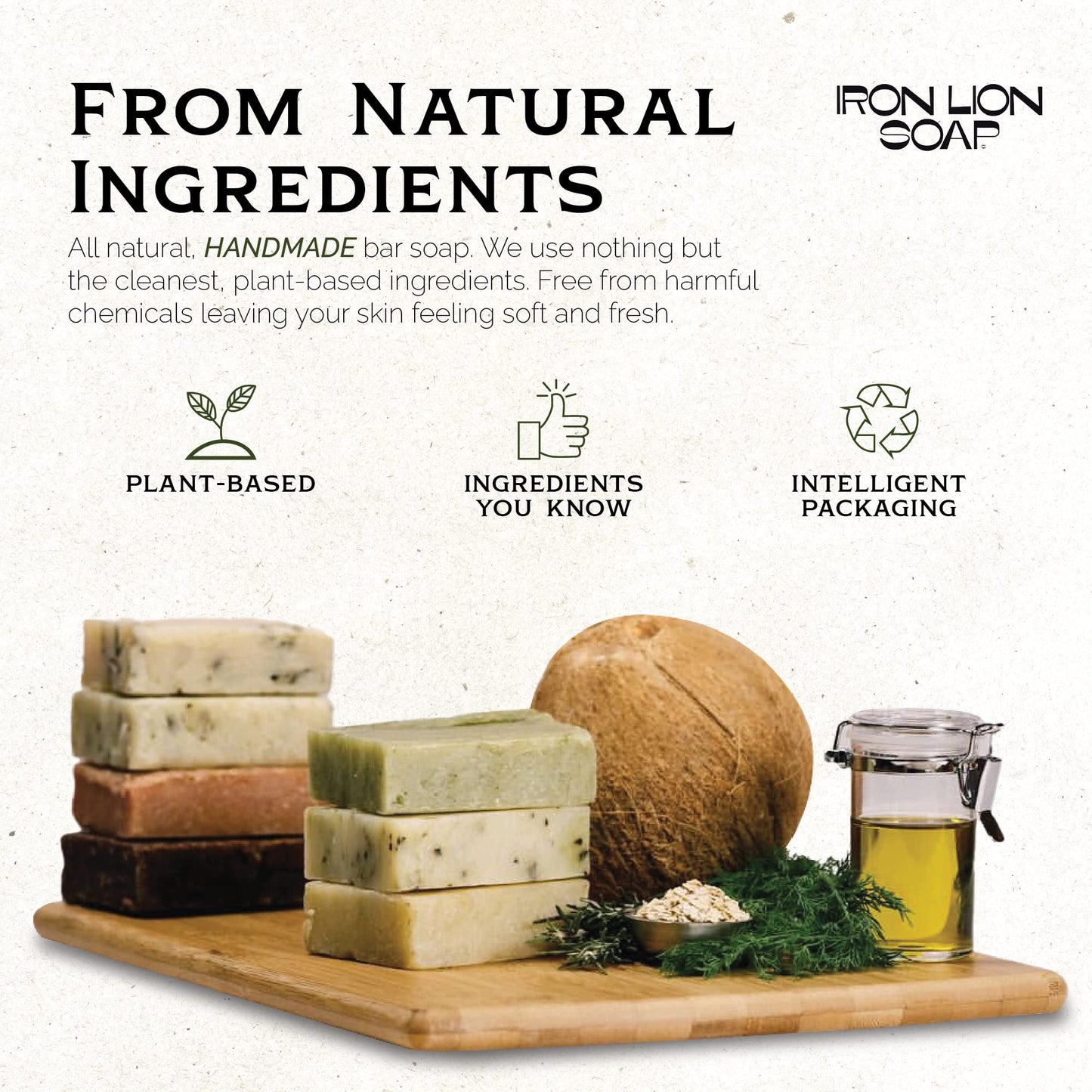 Iron Lion Soap – All-Natural Soap bar for Men & Women – Cold Process, Handmade in the USA - Bay Runner 3-Pack