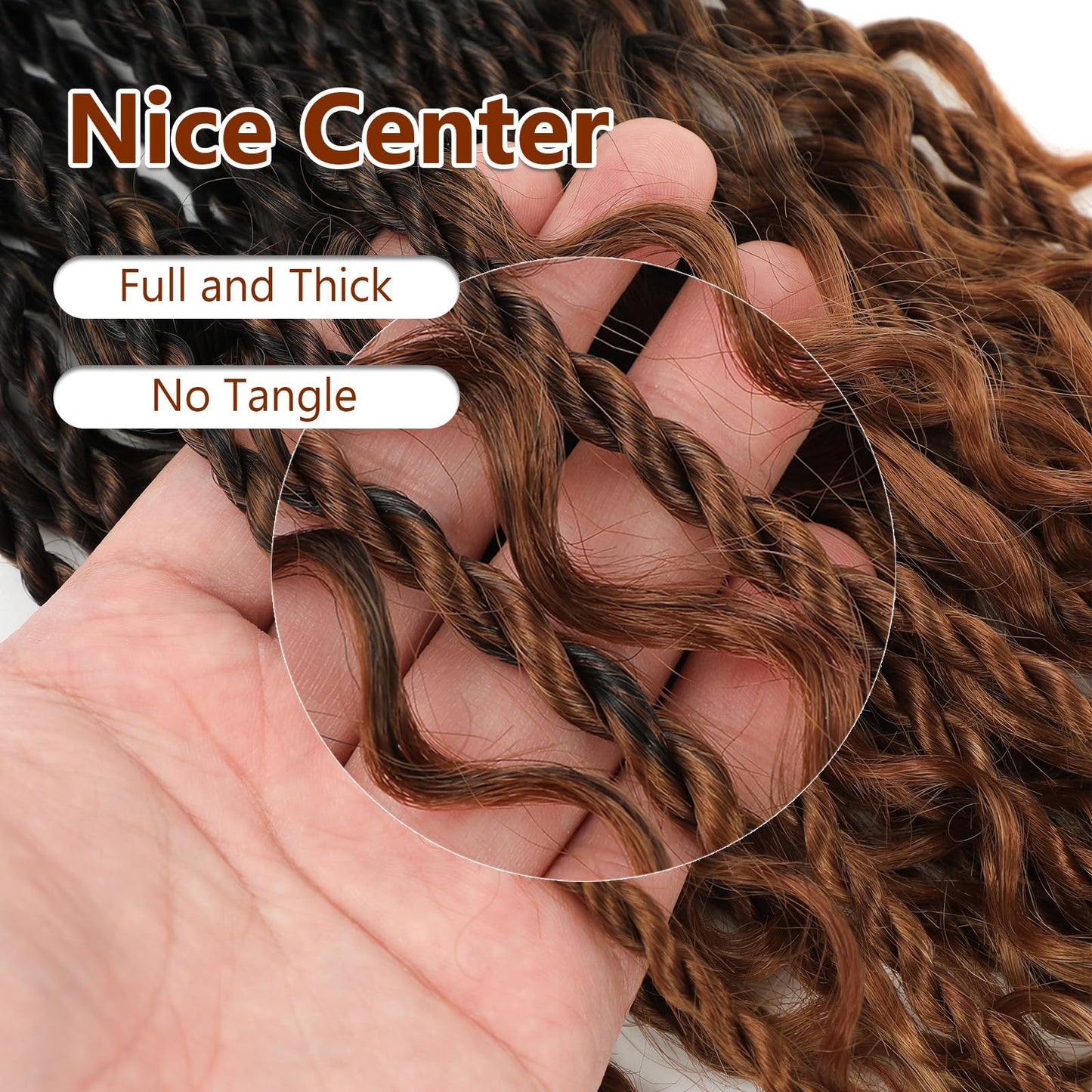 Senegalese Twist Crochet Hair with Curly Ends - 16 Inch Boho Island Twist Crochet Hair 8 Packs Boho Goddess Twist Crochet Hair Pre Looped Crochet Twists with Curly Ends(16(8Packs), 1B/30/27)