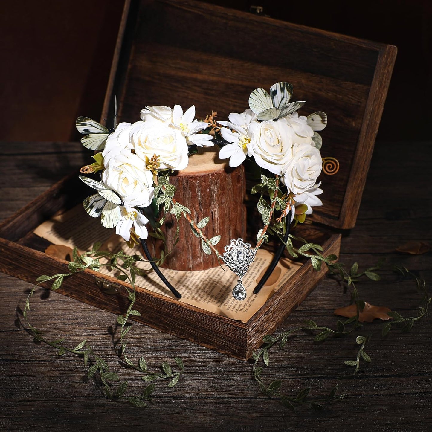 Fairy Flower Crown - White Elf Vine Headpiece & Floral Headband for Women | Perfect for Renaissance Weddings & Cosplay