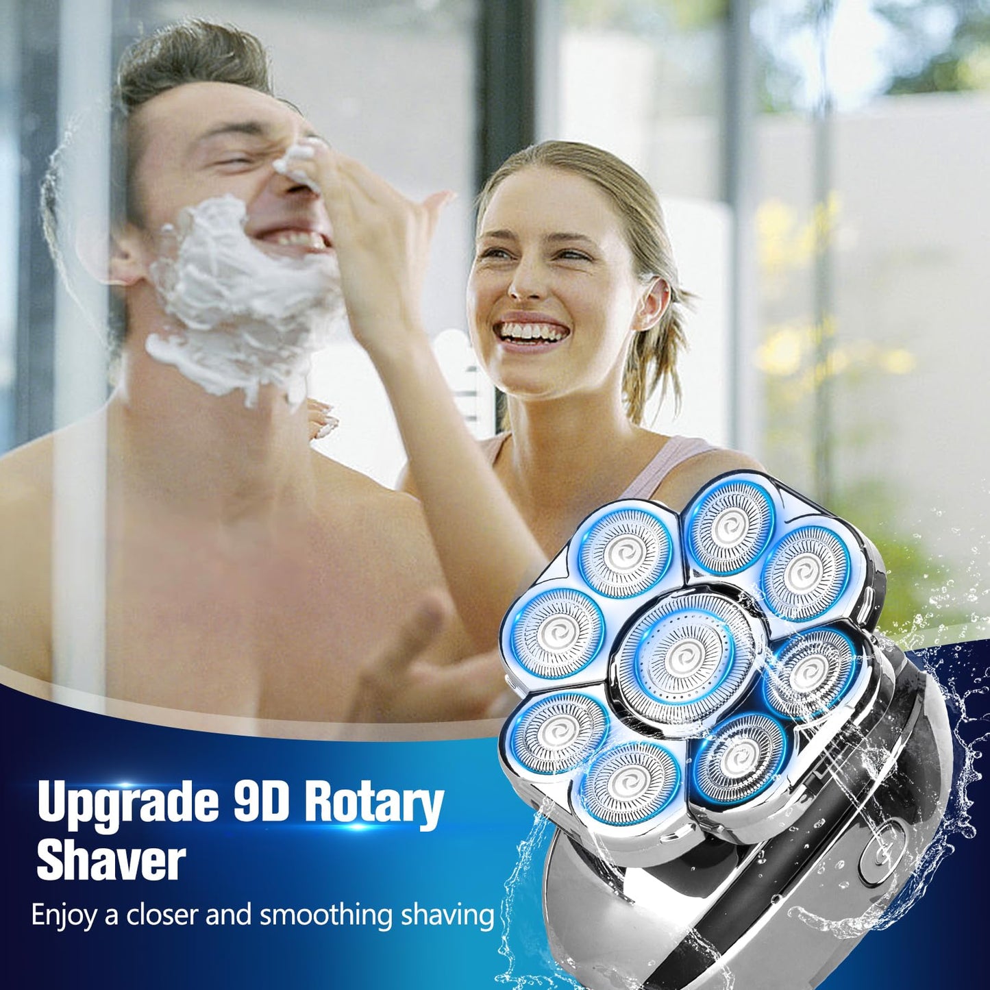 Softula Upgrade Head Shavers for Bald Men,Head Shaver 9D, 6-in-1 Electric Razor Grooming Kit with Nose Hair Trimmer, Waterproof Wet/Dry Shaver, LED Display, Rechargeable Bald Head Razor, Gift for Men