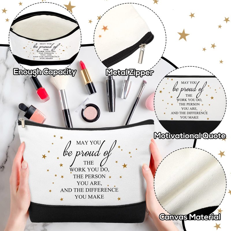 Roowest 20 Pcs Employee Appreciation Gifts Bulk Cosmetic Bags for Cna Week 2026 Makeup Bag Thank You Makeup Pouches with Zipper Office Groups Gift for Team Coworker Staff Nurse(White,Proud)