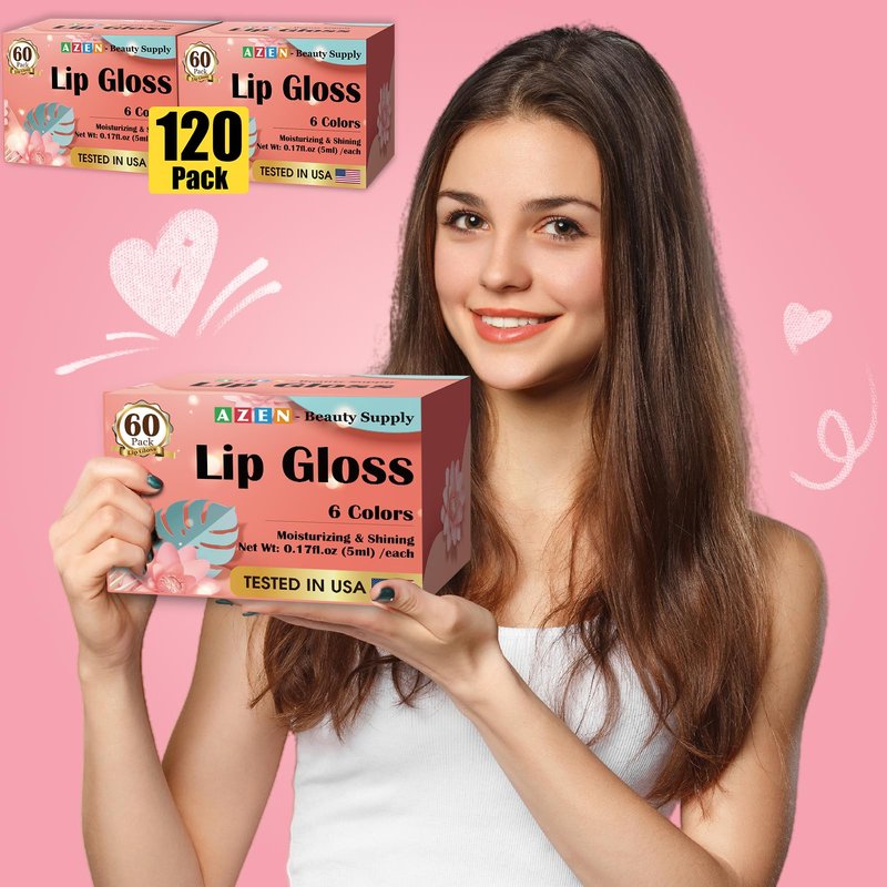 AZEN 120 Pack Lip Gloss Set, Color Lip Oil for Dry Cracked Lips Moisturizing Hydrating Nourishing with Vitamin E, Mothers Day Gifts for Women