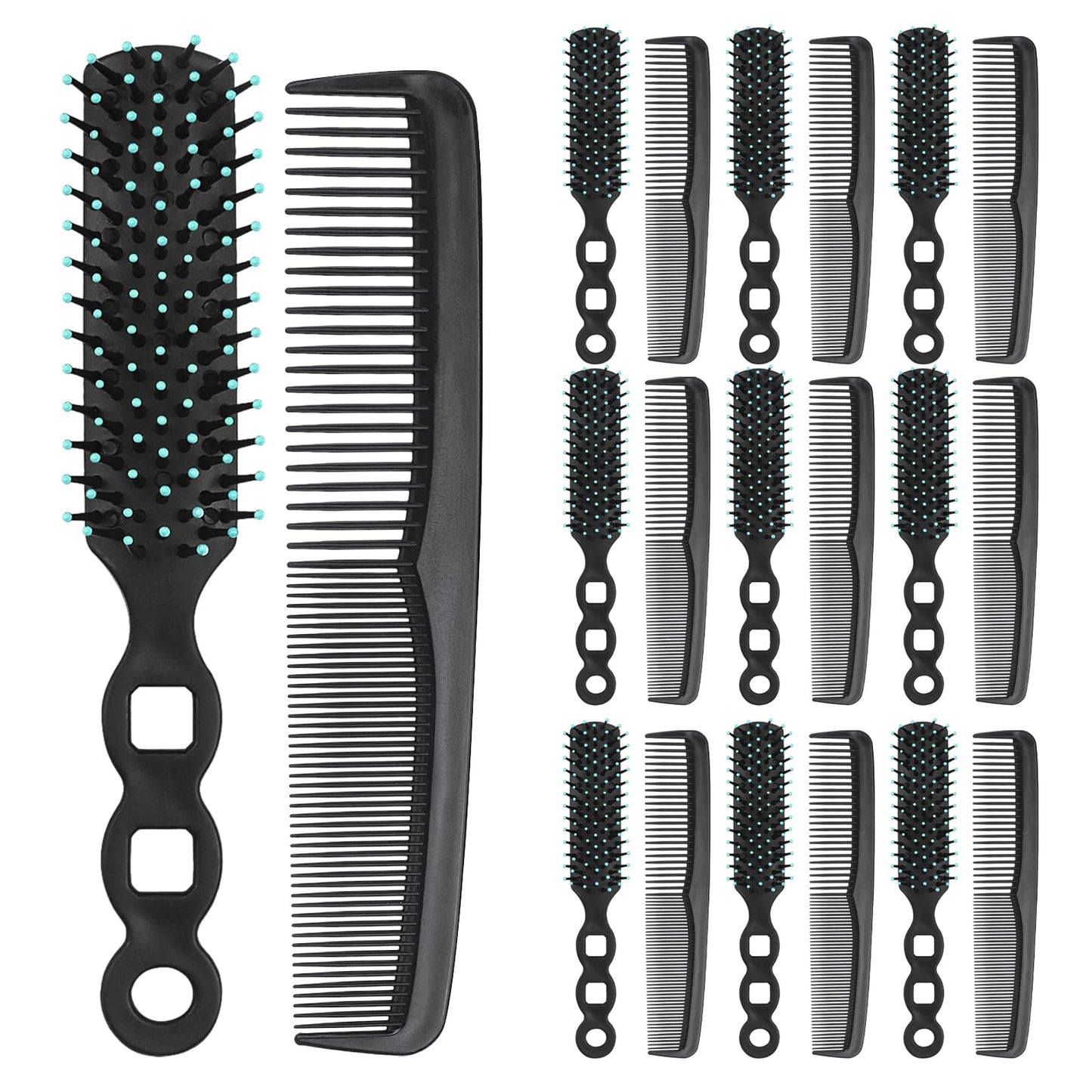 Gisdo 100 Pcs Hair Brush Combs Set in Bulk for Homeless Individually Wrapped, Bulk Hair Brushes 50 and 7 inch Hair Combs 50 for Women Kids Hotel Homeless Charity (Black)