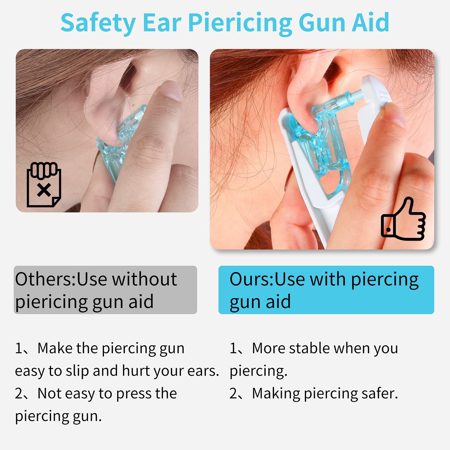 Tirdkid 50PCS Ear Piercing Kit - Disposable Safety Sterile Self Piercing Gun with Ear Studs and Aid Tool