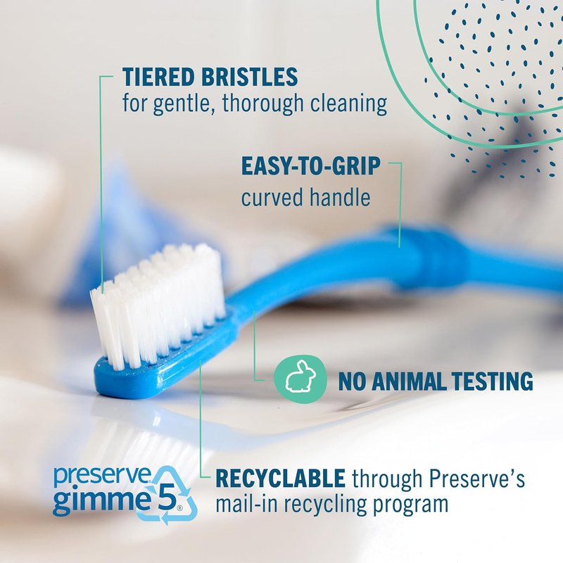 Eco-Friendly Adult Toothbrushes - Ultra Soft Bristles | Recycled Plastic, 6 Count, Made in USA