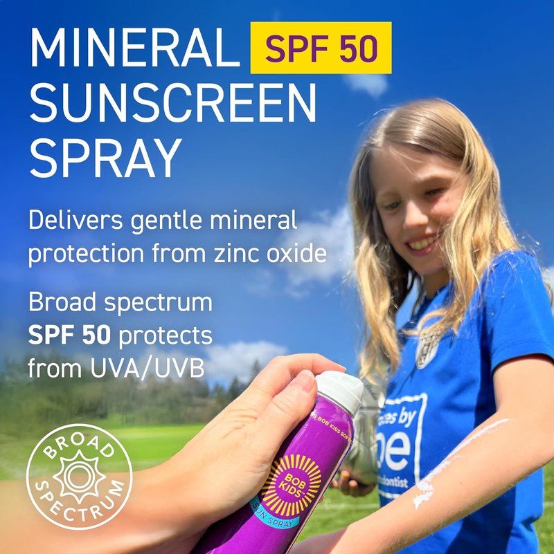 BOB KIDS SPF 50 Mineral Sunscreen Spray - Water Resistant, Reef Friendly | 6 oz Non-Aerosol