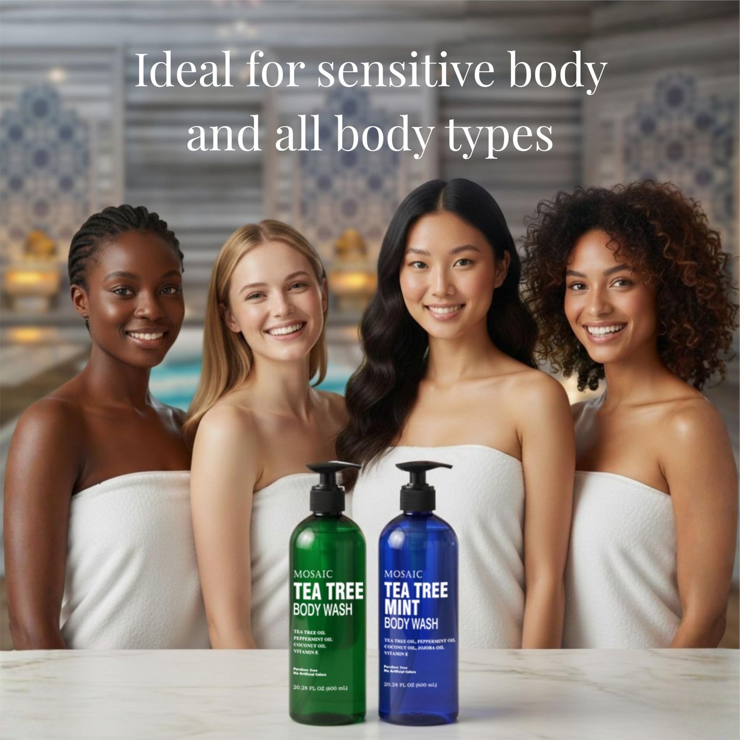 Tea Tree Body Wash with Mint & Shower Gel with Vitamin E for Jock Itch, Eczema, Ringworm, Body Odor, Body Wash Women & Men with Added Body Oils,LARGE 20.2 FL Oz Bottle (Tea Tree Mint, Pack of 3)